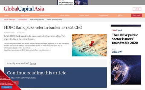 HDFC Bank picks veteran banker as next CEO | GlobalCapital