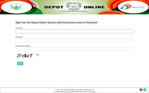 Login Page - FCI Depot Online System