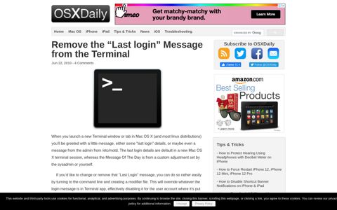 Remove the “Last login” Message from the Terminal | OSXDaily