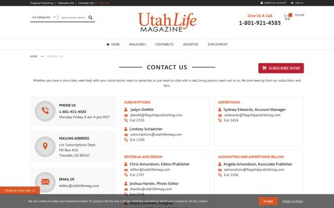 Contact Us - Utah Life Magazine