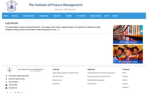 The Institute of Finance Management - Login - IFM