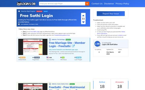 Free Sathi Login - Logins-DB