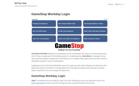 GameStop Workday Login - - Bill Pay Help