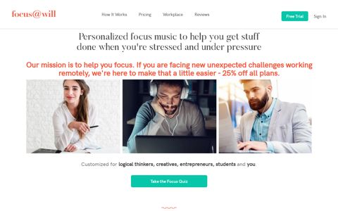 Focus@Will: Scientifically optimized music to help you focus