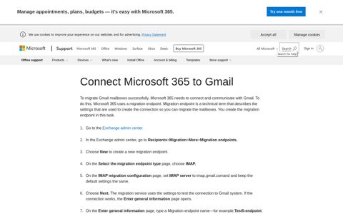 Connect Microsoft 365 to Gmail - Office Support