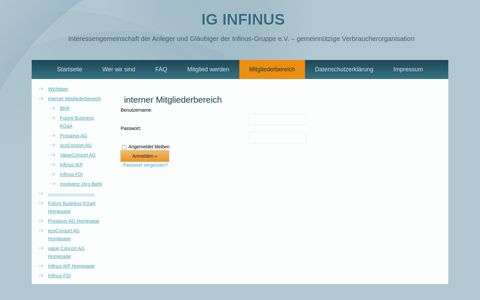interner Mitgliederbereich | IG Infinus
