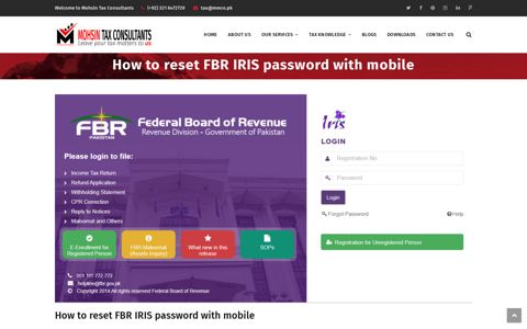 How to reset FBR IRIS password with mobile - Mohsin Tax ...