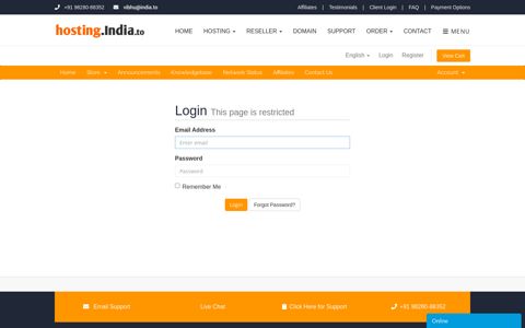Client Login - Web Hosting India