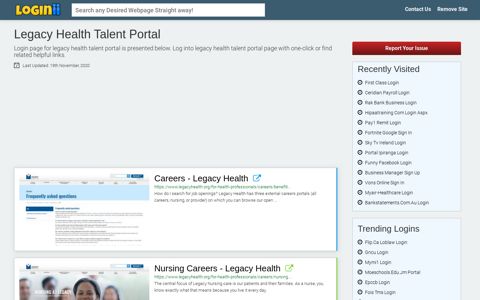 Legacy Health Talent Portal - Loginii.com