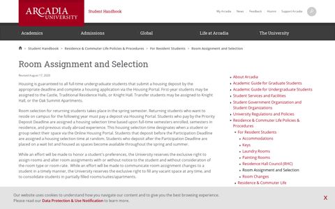 Room Assignment and Selection | Arcadia University