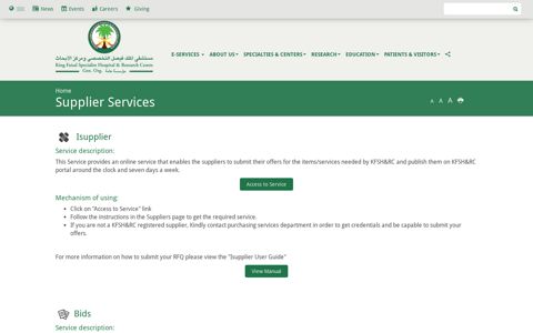 Supplier Services | King Faisal Specialist Hospital & Research ...
