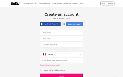 Create Account | KeKu