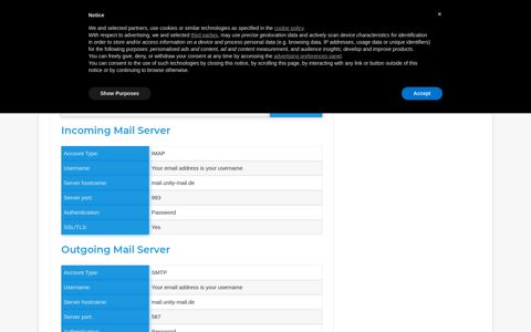 kabelbw.de IMAP and SMTP Email Settings