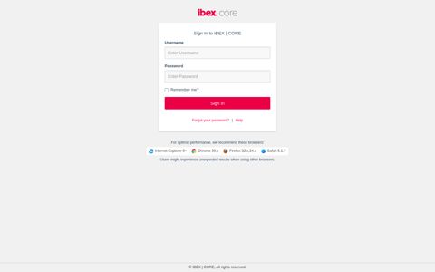 Sign In to IBEX | CORE - Login to Core Ibex Core