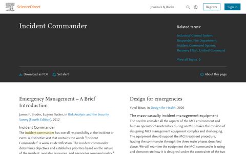 Incident Commander - an overview | ScienceDirect Topics