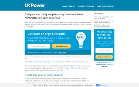 What is MPAS? | Meter Point Administration Service | UKPower