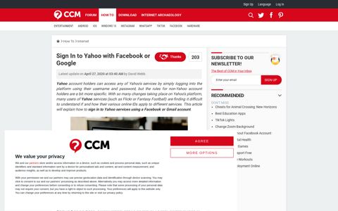 Sign In to Yahoo with Facebook or Google - CCM
