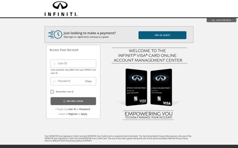 Manage Your INFINITI Credit Card Account