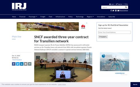 SNCF awarded three-year contract for Transilien network ...