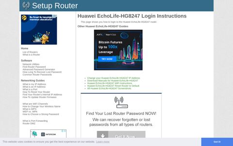 How to Login to the Huawei EchoLife-HG8247 - SetupRouter