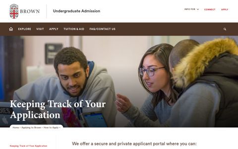Keeping Track of Your Application | Undergraduate Admission ...