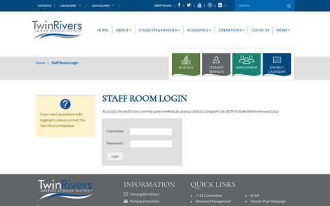 Staff Room Login - Twin Rivers