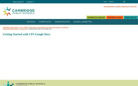 Getting Started with CPS Google Docs - Cambridge Public ...