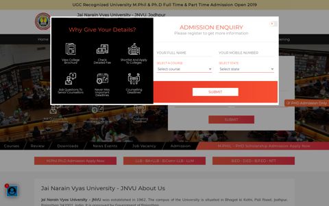 Jai Narain Vyas University - JNVU Student Login