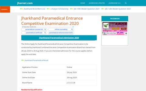 Jharkhand Paramedical Entrance Competitive Examination ...