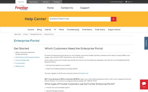 Business: Enterprise Portal Users | Frontier.com