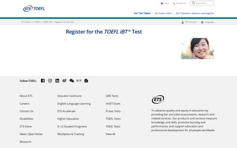 Registering for the TOEFL iBT Test (For Test Takers) - ETS