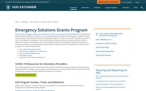 ESG: Emergency Solutions Grants Program - HUD Exchange