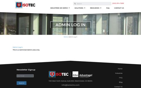 Admin Log In - Isotec Security