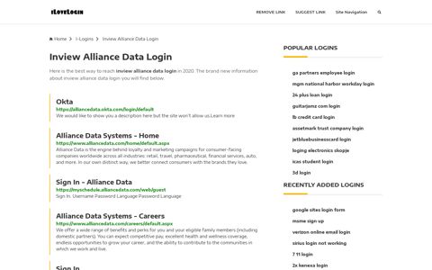 Inview Alliance Data Login ❤️ One Click Access