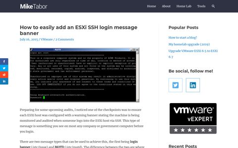 How to easily add an ESXi SSH login message banner - Mike ...