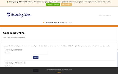 Forgotten password - Godalming Online - Godalming College