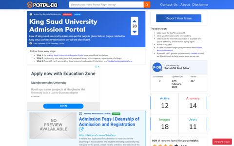 King Saud University Admission Portal