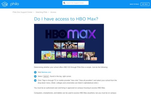 Do I have access to HBO Max? – Philo Edu Support Center