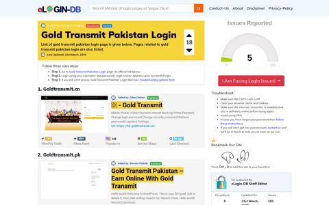 Gold Transmit Pakistan Login