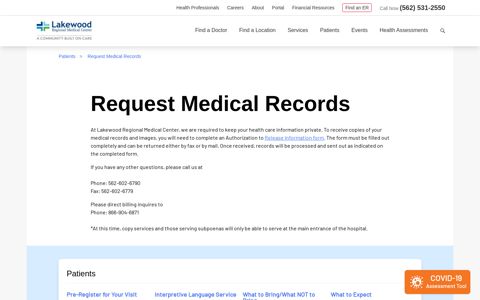 Patients Request Medical Records - Lakewood Regional ...