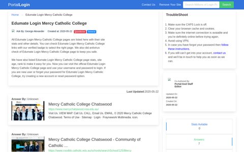 Edumate Login Mercy Catholic College Page
