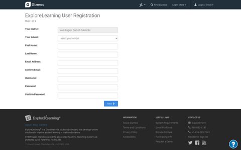 ExploreLearning User Registration - ExploreLearning Gizmos ...