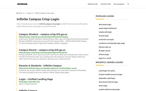 Infinite Campus Crisp Login ❤️ One Click Access - iLoveLogin