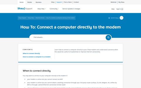 How to directly connect your computer to your Shaw modem