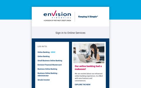 Log In To Online Banking | Envision Financial