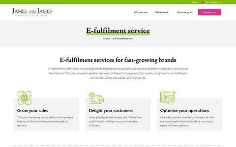 E-fulfilment Service | James and James Fulfilment