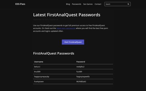 Latest FirstAnalQuest Passwords - XXX-Pass