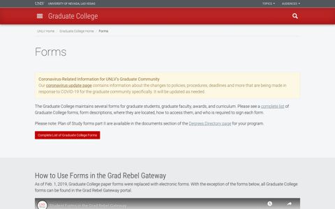 Forms | Graduate College | University of Nevada, Las Vegas