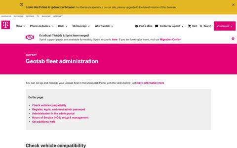 Geotab fleet administration | T-Mobile Support