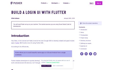 Build a login UI with Flutter - Pusher